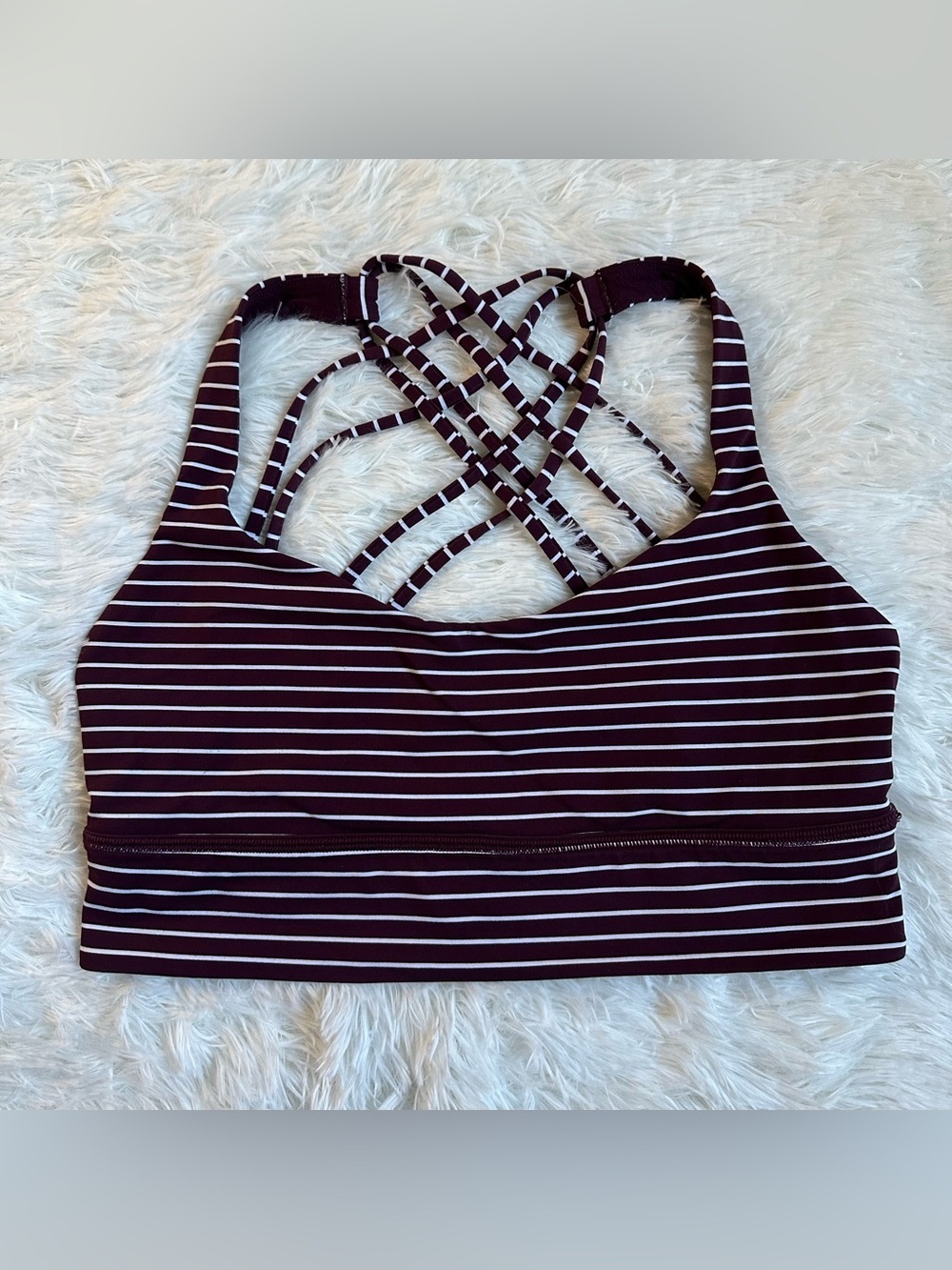 Lululemon Free To Be Wild Long Line Sports Bra Burgundy Strappy Yoga Workout 10 - Picture 3 of 7